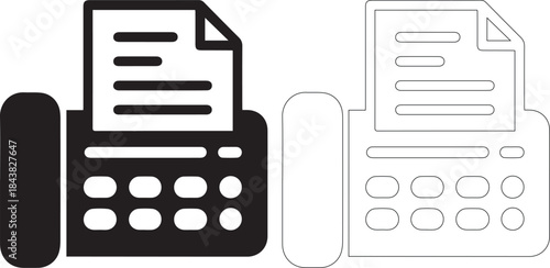 Black and white icons of a typewriter and a smartphone with a document on the screen