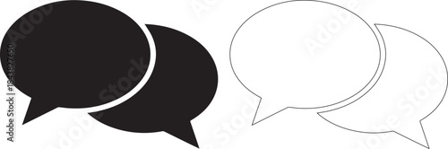 Black and white speech bubbles for chat and dialogue