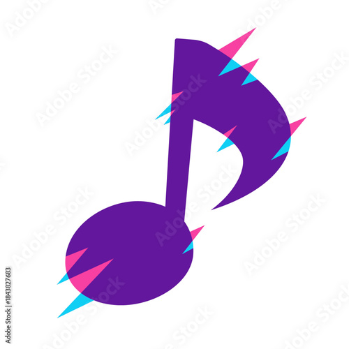 ノイズをイメージしたカラフルな音符のイラスト素材