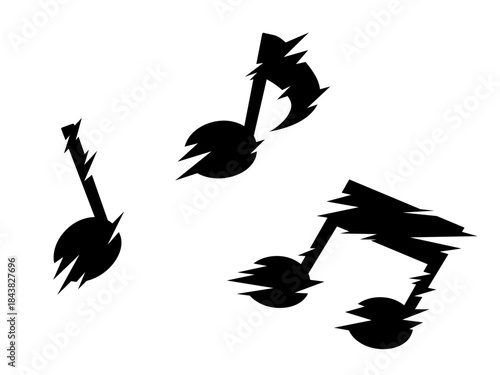 ノイズをイメージした音符のイラスト素材