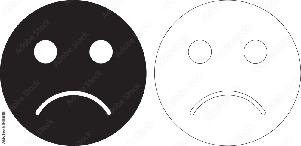 Fototapeta premium Black and white sad face icons on isolated