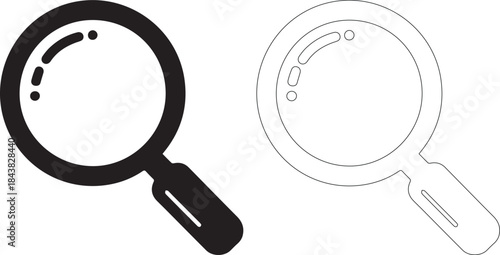 Two magnifying glasses in black and white on a