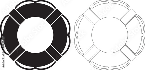 Black and white illustration of a life preserver