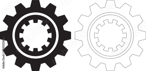 Black and white gear icons for mechanics