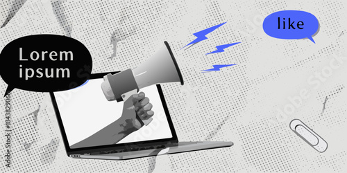 Broadcasting messages through a laptop communication social media and digital outreach