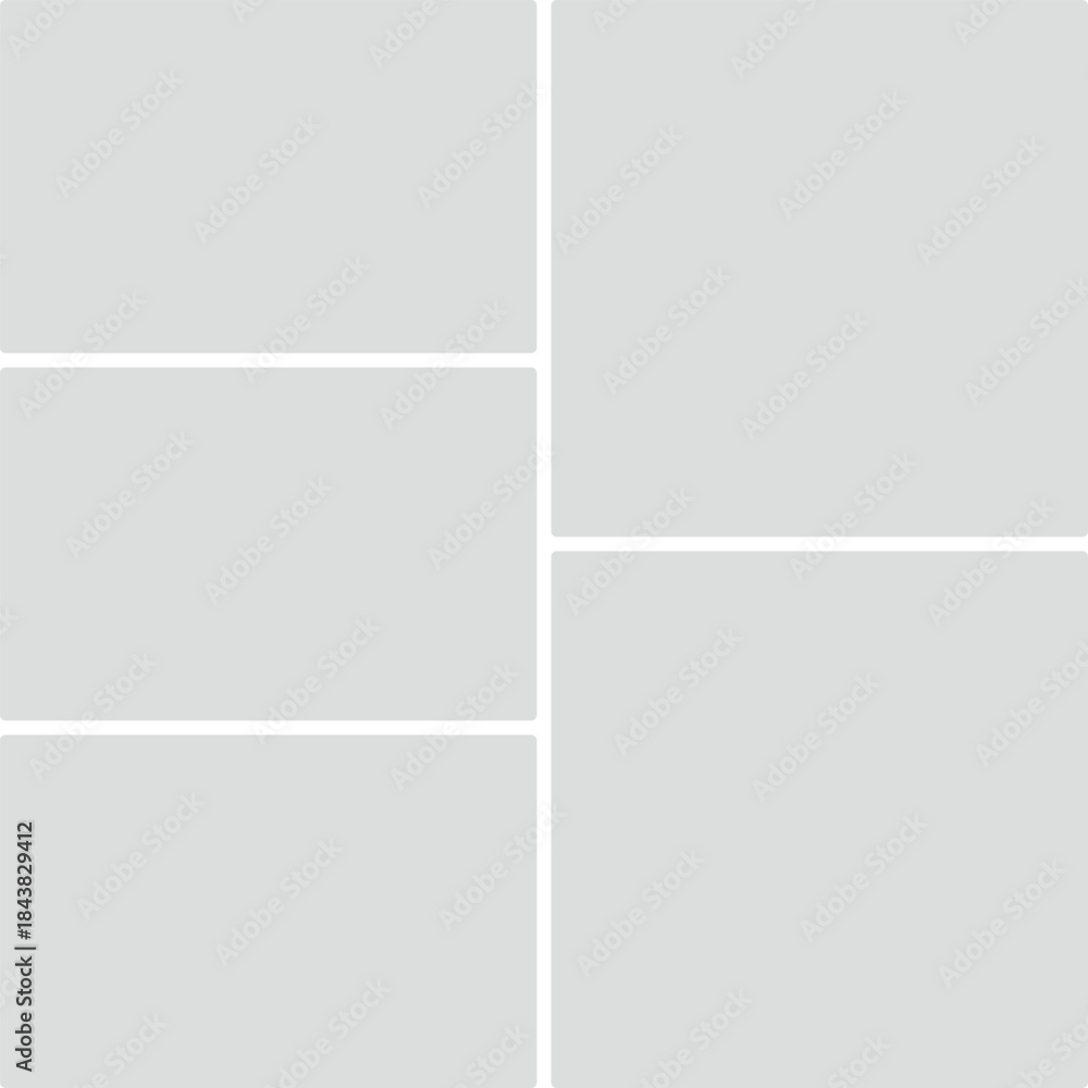 Fototapeta premium Five Gray Rectangular Panels Arranged in a Grid Layout with Rounded Corners arrangement rectangles