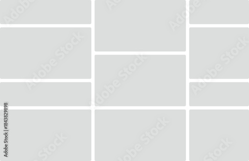 Nine rounded rectangles in a grid layout with white borders for content and design template arrangement