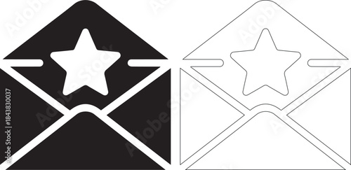 Vector graphics of envelopes with star design elements