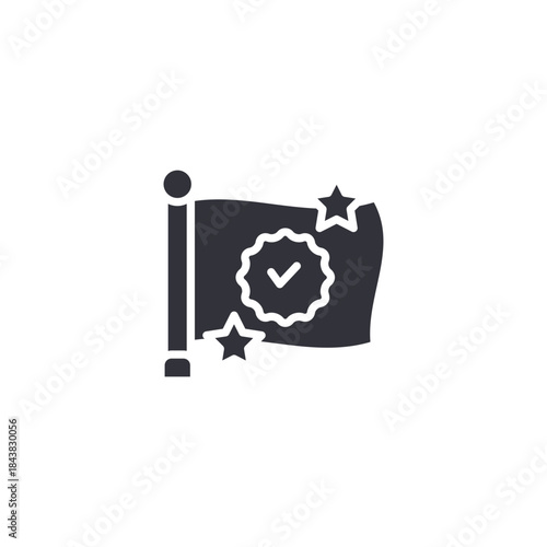 Quality certification icon representing verified standards, excellence recognition, and approved goal accomplishment.