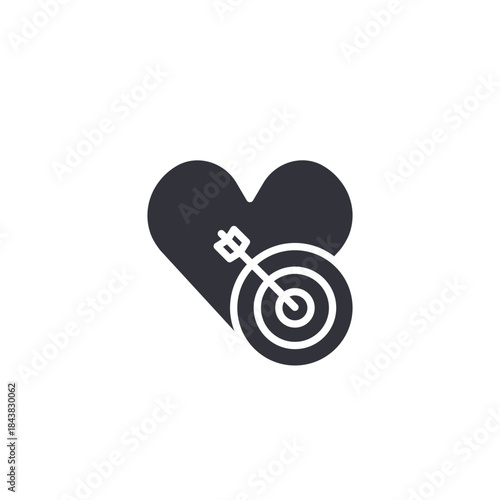 Heart target icon symbolizing passion-driven goals, emotional commitment, motivation, and personal achievement focus.