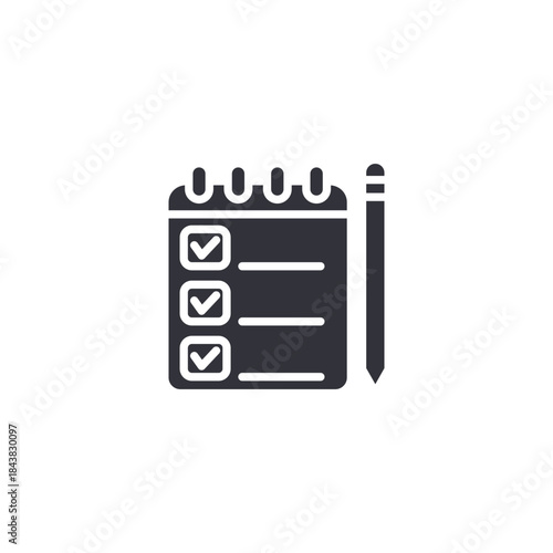 Task checklist icon illustrating planning control, progress verification, productivity tracking, and organized goal management.