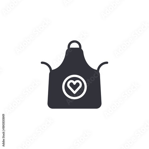 Apron with heart icon representing cooking love, home kitchen, culinary passion, food preparation, and domestic lifestyle.