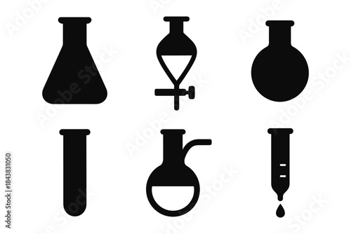 Chemistry silhouette collection featuring laboratory equipment icons