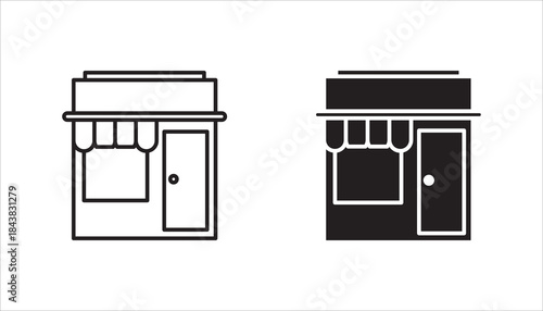 of store icon set, line design. Store vector illustration on white background	
