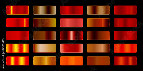 Metallic gradient foil background. most popular gradient. Gold, Pink gold, Silver and Holographic metal vector template