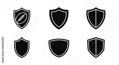 Black and white shield icons collection for graphic design projects