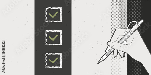 Checking boxes on a list with a pen a simple completion concept
