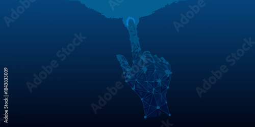 A digital hand reaching upwards from the depths of a deep blue sea
