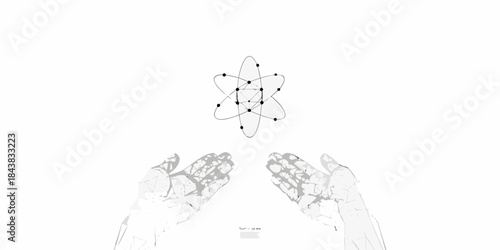 Hands holding an atomic structure a symbolic representation of science and creation