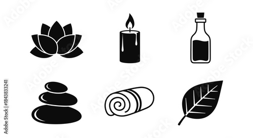 Spa silhouette icons for relaxation and wellness design