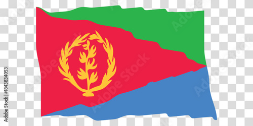 Waving Flag of Eritrea. Eritrean national symbol in official colors. Template icon. Abstract vector background. Fluttering effect.
