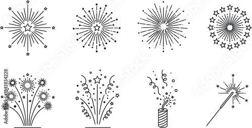 "Abstract  Firework Burst Line Icons Collection''