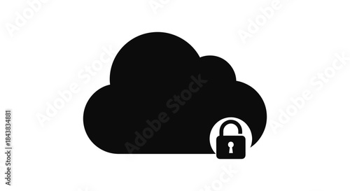 Secure cloud storage icon with padlock symbol for data protection