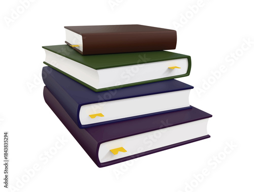Realistic books 3d render illustration