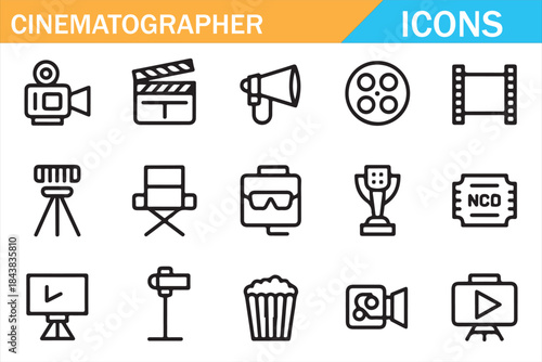 Film Studio and Movie Making Outline Symbols