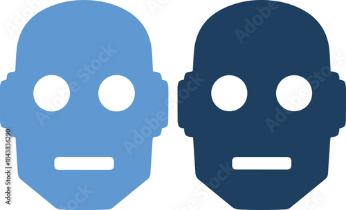 Two blue robot faces side by side on