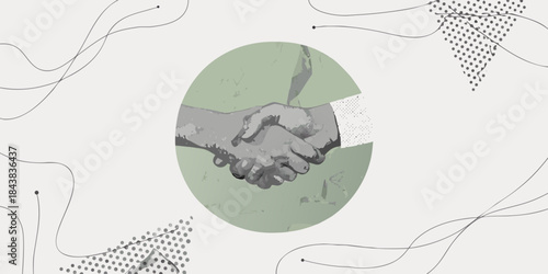Abstract illustration of a handshake representing agreement partnership and collaboration