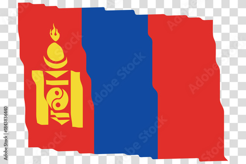 Flag of Mongolia. Mongolian national symbol in official colors. Template icon. Vector background. Fluttering effect.