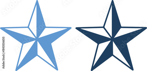 Two blue star icons with different shades on isolated
