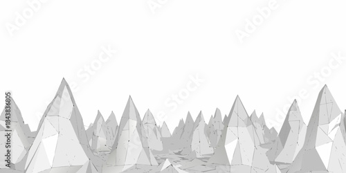 Abstract polygonal landscape with sharp peaks and a minimalist aesthetic