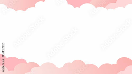Abstract design with fluffy pink cloud border frame and white copy space