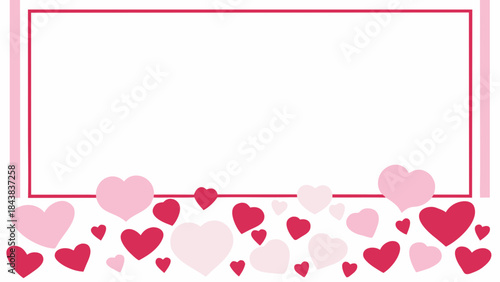 A vibrant red and pink heart border frame perfect for valentine's day invitations or greeting cards