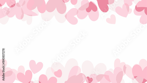 Pink hearts border frame design on white background for valentine's day