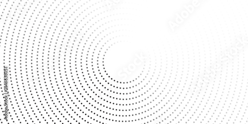 Minimalist abstract image featuring concentric dotted circles in shades of grey on a light background, creating a modern and tech-inspired circular pattern.