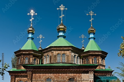 Russian Orthodox Church of the Holy Trinity in Karakol city.Issyk Kul region. Kyrgyzstan. Asia.