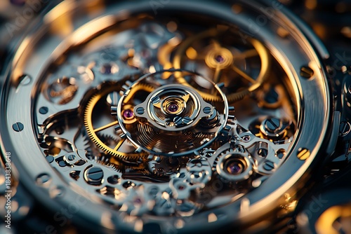 Intricate details of watch gears and jewels high resolution picture