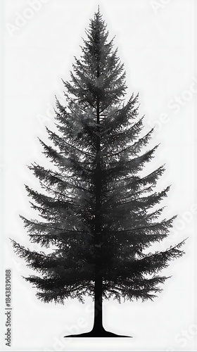 Intricate outline dark evergreen tree high resolution picture