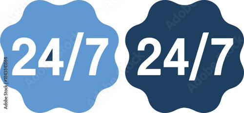 Two 247 badges in light blue and dark blue