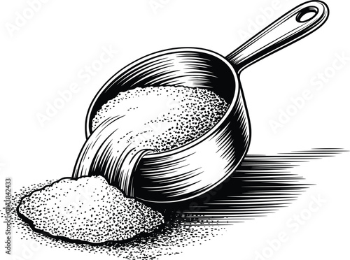 Granulated Sugar Scoop Vintage Illustration.