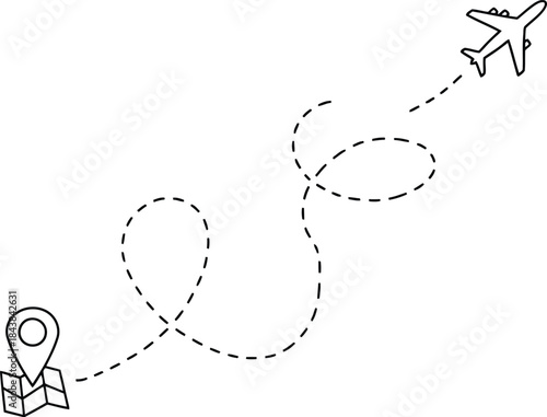 Travel route from location to destination