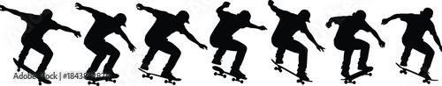 Dynamic Collection of Skateboard Jumps, Stunts, and Action Poses for Extreme Sports and Active Youth Lifestyle Graphics Content