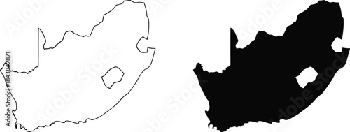 Map silhouette of south africa in black and white