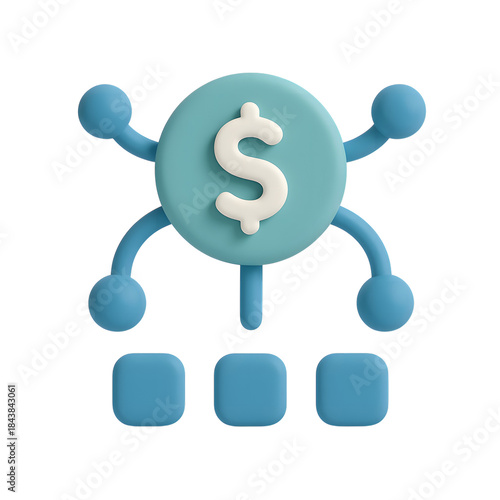 3d render of a dollar sign network isolated on transparent background