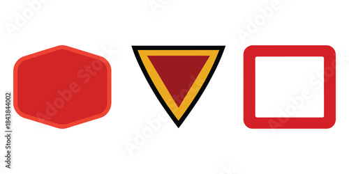 Set of geometric shapes including hexagon triangle and square