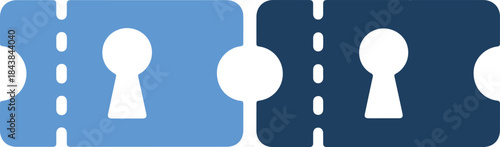 Two blue keyhole puzzle pieces