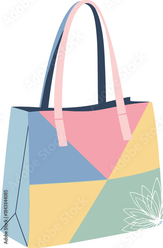 Colorful geometric tote bag with handles a modern design for shopping or everyday use